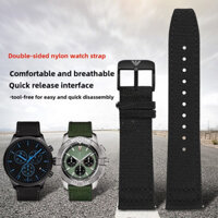 Dây đeo đồng hồ Nylon hai lớp Tương thích với Emporio Armani AR2447 / 1981 / 6008 / 1970 - 18 / 19 / 20 / 21 / 22 / 23 / 24mm, Dây vải bền và sành điệu cho dòng chiến binh đen dành cho nam