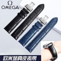 Dây đeo đồng hồ Omega chính hãng, da thật, cho nam và nữ, khóa bướm, dây đeo đồng hồ Seamaster 300 Speedmaster Universe 20mm