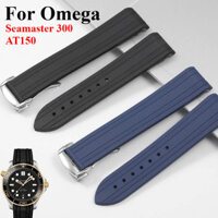 Dây đeo đồng hồ silicon đường cong 20mm cho Omega Seamaster 300 AT150 Dây đeo đồng hồ cao su mềm Vòng đeo tay thể thao có khóa gấp cho nam Dây đeo đồng hồ thay thế