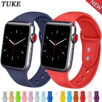 Dây Đeo Đồng Hồ Silicon Mềm 22 Màu 2 Khóa Dây Đeo Cổ Tay 38/40/42/44Mm Cho Apple Watch Series 5/4/3/2/1/4G