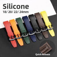 Dây đeo đồng hồ silicon 18-24mm cho Seiko 5 Cá ngừ Samurai Diver Dây đồng hồ cao su 24mm 22mm 20mm 18mm Dây đeo cổ tay lặn bằng cao su chống nước Dây đeo đồng hồ phát hành nhanh Nam Nữ