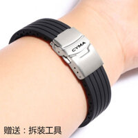 Dây đeo đồng hồ silicone mềm cho đồng hồ CYMA - dây cao su chống nước unisex, khóa gập, nhiều kích cỡ 18-24mm, phụ kiện hoàn hảo