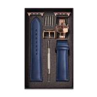 Dây Đeo Đồng Hồ Thay Thế Dành Cho Apple Watch 48 Ultra 454442mm - 414038mm, Chất Liệu Da Bò Italy Cao Cấp Màu Xanh Navy Tương Thích Các Phiên Bản Series 87654321SE Bảo Hành 12 Tháng - Full Khoá Hồng - 384041mm