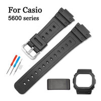 Dây Đeo Đồng Hồ Viền Kim Loại Cho Casio G-shock 5600 Series DW-5600E DW 5700 5735 5750 Nhựa PU Silicon Đồng Hồ Dây Đeo Tay Học Sinh Vòng Tay Nam Nữ Vòng Tay