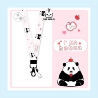 DÂY ĐEO GẤU TRÚC HOA HOA DÂY ĐEO THẺ, ĐIỆN THOẠI, MÓC KHÓA PANDA LANYARD - HOA LÁ