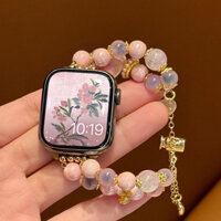 Dây đeo hạt đôi cho Apple Watch Band 40mm 41mm 45mm 44mm 42 Ultra 49mm 46mm Vòng đeo tay thời trang Correa cho IWatch Series 10 9 8 7 6 5 SE