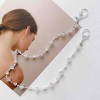 dây đeo khẩu trang, Dây đeo kính thời trang chống rơi rớt, 2 trong 1, dây hạt nhựa trắng sang trọng - hình kim cương