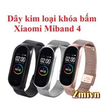 Dây đeo kim loại khóa bấm Xiaomi Miband 4 Miband 3