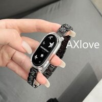 Dây đeo kim loại kim cương sang trọng cho Xiaomi Mi Band 9 8 7 6 5 4 3 Vòng đeo tay bằng thép không gỉ Phụ kiện thay thế Dây đeo đồng hồ cho Miband 8 NFC Band