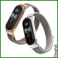 Dây đeo Mi band 4, mi band 3 nylon mặt kim loại viền cong CS chính hãng MIJOBS, dây đeo thay thế miband 4, mi band 3