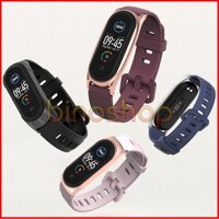 Dây đeo miband 5 silicon mặt kim loại viền GT chính hãng MIJOBS, dây đeo thay thế mi band 5 silicon/kim loại bản GT