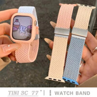 Dây đeo Nylon dệt đàn hồi cho Apple Watch Series 9 8 7 Ultra 6 5 4 SE 3 2 S8 Dây đeo thể thao hai màu 49mm 41 / 40mm 44mm 45mm Band