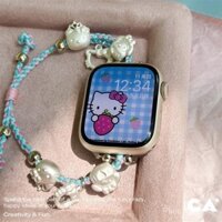 Dây đeo phổ thông Huawei Band 7/8/9, chức năng NFC, dây đeo tay bện mới với thiết kế mèo KT và chó Cinnamon, dây chuyền điều chỉnh thời trang, hoàn hảo cho các cô gái