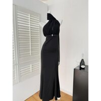 Dây đeo rung Hàn Quốc không lưng gói màu đen hông váy dạ hội đuôi cá