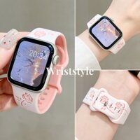 Dây đeo silicon hai màu hoa hồng cho Apple Watch S9 / 8 / 7 / 6 / 5 / 4 / 3 / 2 / 1 SE2 ULTRA2 Vòng đeo tay thay thế khắc nữ cho iWatch 49MM 45MM 44 42 41 40 38