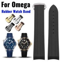 Dây đeo silicon mềm cho Omega Seamaster 300 AT150 Speedmaster 20mm Đường cong cuối Dây đồng hồ cao su Vòng đeo tay thể thao Khóa gấp nam nữ Dây đeo cổ tay chống nước Dây đeo đồng hồ