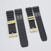 Dây đeo silicone cho thợ lặn 20/22/24mm với vòng thép & khóa vàng - Dây cao su chống nước cho đồng hồ lặn chuyên nghiệp (thiết kế thoáng khí)