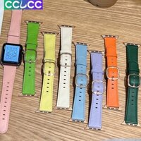 Dây Đeo Thay Thế Bằng Da Thật Có Khóa Màu Vàng Hồng Cho Apple Watch 38mm 40mm 41mm / 42 / 44 / 45 / 49mm iWatch Series 8 7 6 SE 5 4 3 2 1