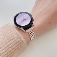 Dây Đeo Thay Thế Bằng Thép Không Gỉ Đính Kim Cương Giả Lấp Lánh Cho Samsung Galaxy Watch 4 5 40mm 44mm 45mm Pro