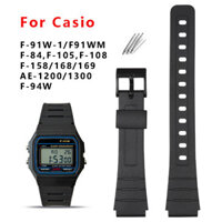 Dây đeo thay thế dây đeo đồng hồ cho Casio F-91W-1 F91WM F-84W F-94W A168w A158 AE-1200 1300 Đồng hồ đeo tay bằng nhựa màu đen