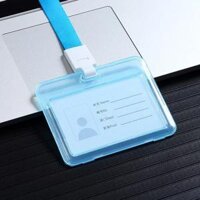 Dây đeo thẻ học sinh, bảng tên dành cho sinh viên kiểu dáng ngang trong suốt basic – CTS-Xanh Dương Ngang