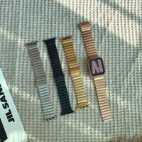 Dây đeo thép không gỉ chất lượng cao cho dây đeo Apple Watch 42mm 46mm 44mm 40mm 45mm 41mm 38mm Vòng đeo tay dây kim loại tre cho iWatch 10 9 8 serie 3 4 5 6 se 7