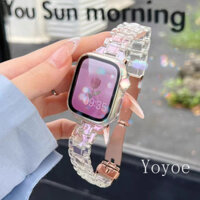 Dây đeo trong suốt mỏng đầy màu sắc cho Apple Watch Band Series 9 8 7 6 5 43 SE Ultra 2 49MM 45mm 42MM 38MM 44MM 40MM Vòng tay màu cầu vồng trên iWatch