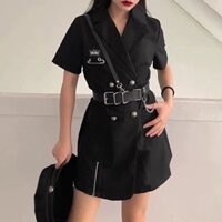 [Dây đeo vai đơn bằng kim loại chất lượng cao, có thể điều chỉnh, phong cách punk, khóa vuông, dây đeo vai đơn, phong cách quân đội, dây đeo chéo có thể tháo rời, hai mảnh cho phụ nữ]