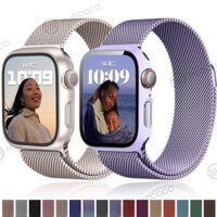 Dây đeo + Vỏ cho iWatch Ulrta Dây đeo 49mm 41mm 45mm 44mm 40mm 38mm 42mm Milanese Loop iWatch Series 9 8 7 Dây đeo bằng thép không gỉ Starlight có vỏ