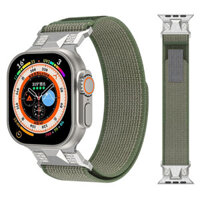 Dây đeo vòng Nylon Dây thép không gỉ cho Apple Watch ultra 2 49mm 45mm 44mm 42mm iWatch ultra 2 9 8 7 5 6 Se 4 3