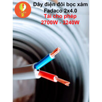 Dây điện 2 lõi 2x4.0 đồng nguyên chất, tròn xám, 2 vỏ bọc Fadaco 10m 15m 20m 25m 30m 40m