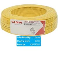 Dây điện cách điện PVC CADIVI VCm 1x1.5 Sqmm-Y