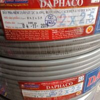 Dây điện đôi 2x2.5 Daphaco-100m dây Fa tròn xám 2 lớp vỏ bọc PVC