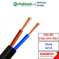 Dây Điện Đôi Mềm Tròn, 2 Lớp Cách Điện Cadivi VCmt 2x1.0mm2
