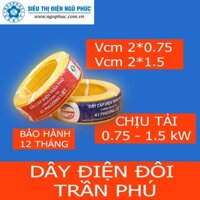 DÂY ĐIỆN ĐÔI TRẦN PHÚ - VCm 2x0.75mm; 2x1.5mm