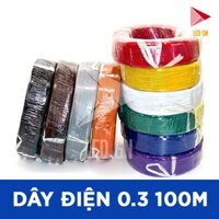 ❈☽﹍Dây Điện Đơn 0.3 - Lõi Đồng [ cuộn 100m đủ 10 màu ]