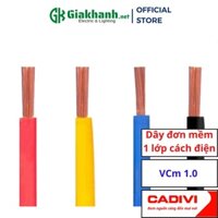 Dây Điện Đơn Mềm 1 Lõi, 1 Lớp Cách Điện Cadivi VCm 1.0mm2 300/500V
