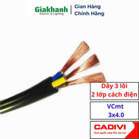 Dây Điện Mềm Tròn Bọc Nhựa PVC 3 lõi 300/500V, 2 Lớp Cách Điện Cadivi VCmt 3x4.0mm2