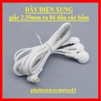 Dây điện xung giắc 2.35mm ra 04 đầu dây cúc bấm, dùng cho các dòng máy massage điện xung, vật lý trị liệu...