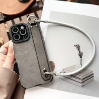 Dây Đơn Giản Da Cừu Dây Đeo Cổ Tay Ốp Lưng Điện Thoại Cho iPhone 16 15 14 Plus 13 12 11 Pro Max Dây Ốp Lưng