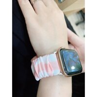 Dây đồng hồ apple watch co giãn, bằng vải scrunchies dễ thay thế thời trang Gingham - Hồng phấn,38-40