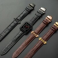 Dây đồng hồ apple watch DA BÒ XỊN KHÓA BUỚM cực mềm cho iwatch series 3 4 5 6 7 se hermes dây apple watch da seri