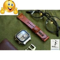 DÂY ĐỒNG HỒ CASIO AE1200 , SEIKO 5, ORIENT SK DA BÒ Ý NÂU ĐỎ SIMPLE VACHETTA - R A M .
