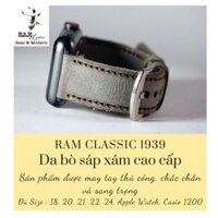 Dây Đồng Hồ Casio Ae1200 Và Seiko 5 Da Xám Than Quân Đội Đức Cực Chất Da Bò Thật RAM Leather