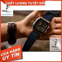 Dây Đồng Hồ Casio Ae1200/Seiko 5 Da Bò Thật 1963 Xanh Coban +