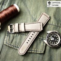 DÂY ĐỒNG HỒ CASIO DA BÒ THẬT RAM 1939 XÁM QUÂN ĐỘI ĐỨC - RAM LEATHER