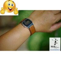 DÂY ĐỒNG HỒ DA BÊ THẬT MÀU NÂU SỮA - CASIO A159 -CHÍNH HÃNG R A M LEATHER .