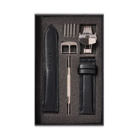 Dây Đồng Hồ Da Bò Italy Cao Cấp Màu Đen Size 14161820222426mm - Dây Da Đồng Hồ Da Bò Thật 100, Bảo Hành 12T - Khóa Cài  Bướm Bạc - 2620mm