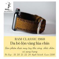 Dây đồng hồ da bò lộn nâu đậm RAM classic 1960 - tặng khóa chốt và cây thay dây - 20MM