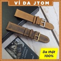 Dây đồng hồ da bò sáp handmade AL105 – Size 20/ Size 22 Ví da JTOM - Bảo hành 3 năm